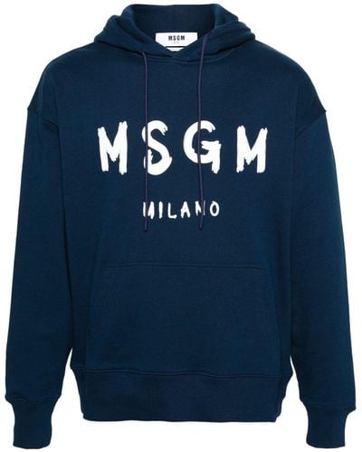 MSGM Hoodie mit Logo-Print - Blau