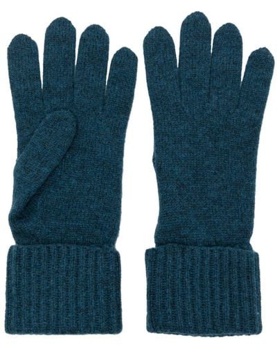N.Peal Cashmere Ribbed-trim Organic Cashmere Gloves - Blue