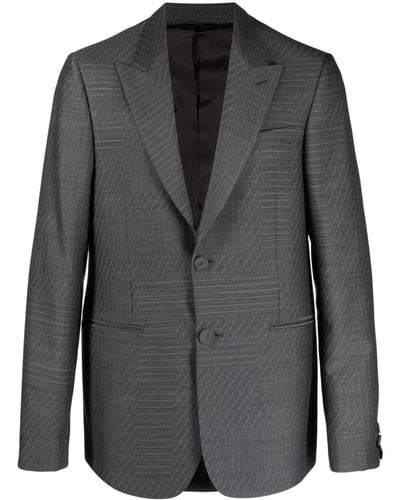 Fendi Striped Single-breasted Wool Blazer - Black