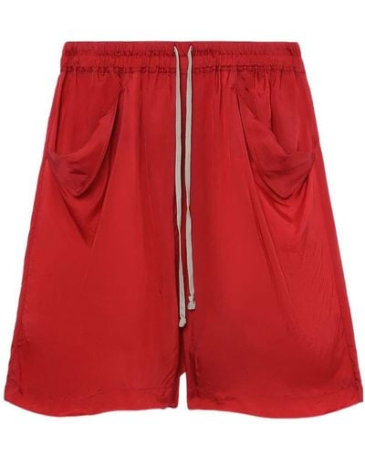 Rick Owens Lido Pocket-detail Drawstring Shorts - Red