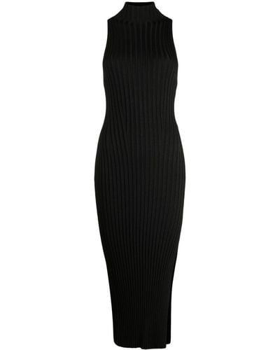 Galvan London Rhea Metallic Ribbed-knit Midi Dress - Black