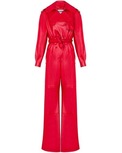 Moschino Nappa-leather Double-breasted Jumpsuit - Red
