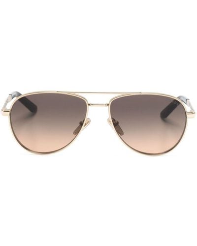 Prada Logo-engraved Pilot-frame Sunglasses - Metallic
