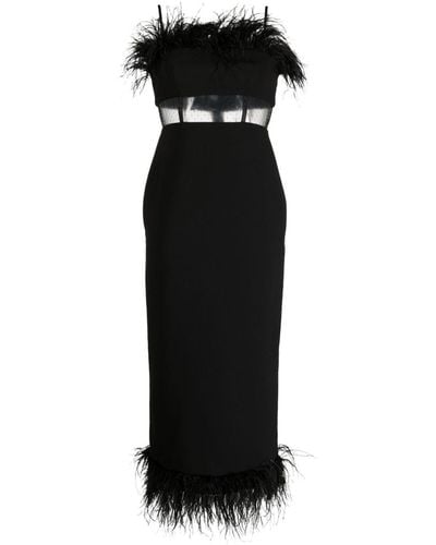 Likely Aubrey Feather-detail Midi Dress - Black