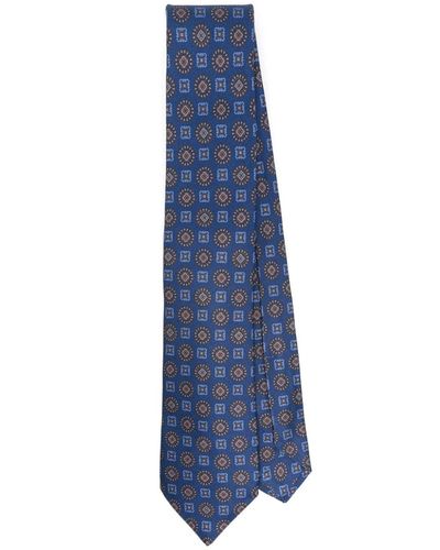 Kiton Corbata con estampado geométrico - Azul