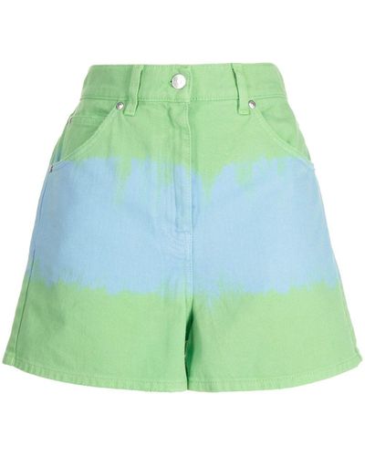 MSGM Pantalones vaqueros cortos con efecto de pintura - Verde