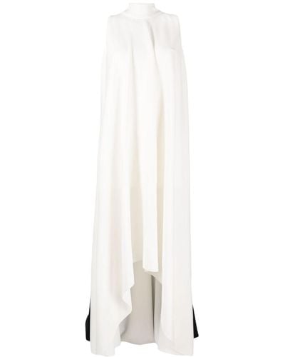 Saiid Kobeisy Cape Two-toned Sleeveless Gown - White
