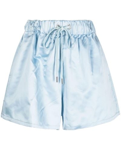 Sa Su Phi Elasticated High-waisted Silk Shorts - Blue