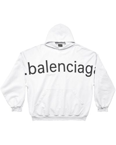 Balenciaga Logo-print Cotton Hoodie - White