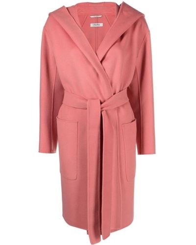 Max Mara Priscilla Belted Hooded Coat - Pink