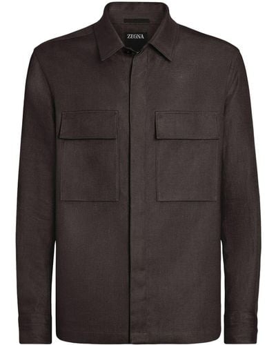 Zegna Linen Shirt Jacket - Black