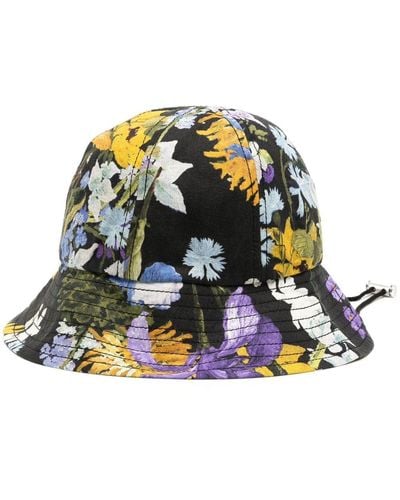 Erdem Sombrero de pescador con cordones y estampado floral - Negro