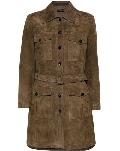 Tom Ford Suede Leather Coat - Green
