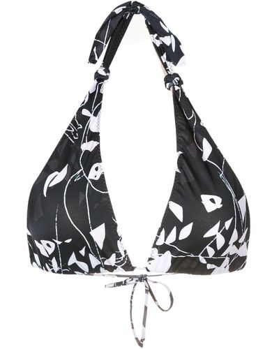Clube Bossa Halterneck Abstract-pattern Bikini-top - Black