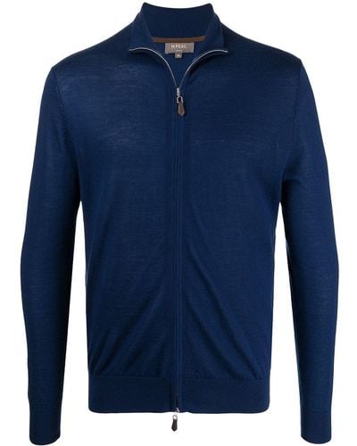 N.Peal Cashmere Maglione con zip The Hyde - Blu