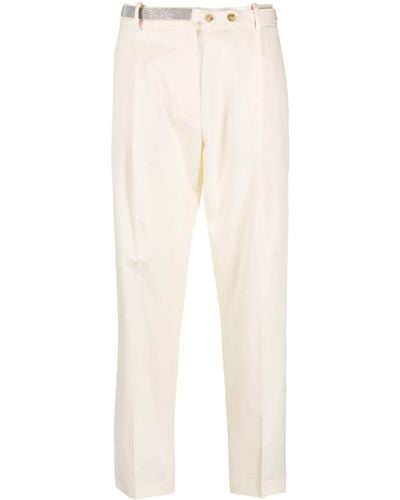 Fabiana Filippi Pantalon taille-haute à ornements strassés - Blanc