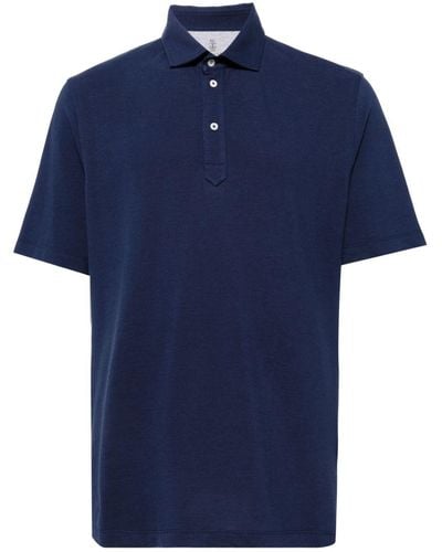 Brunello Cucinelli Poloshirt mit kurzen Ärmeln - Blau