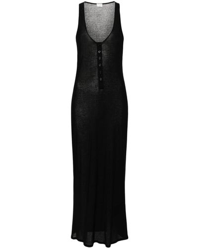 Saint Laurent Fine-ribbed Jersey Maxi Dress - Black