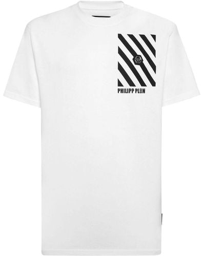 Philipp Plein Striped Cotton T-shirt - White
