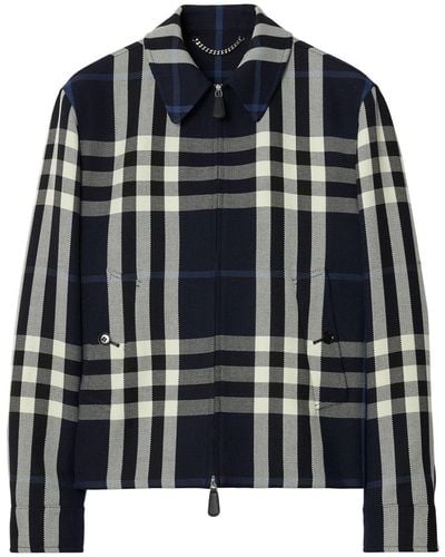 Burberry Check-print Wool-blend Jacket - Black