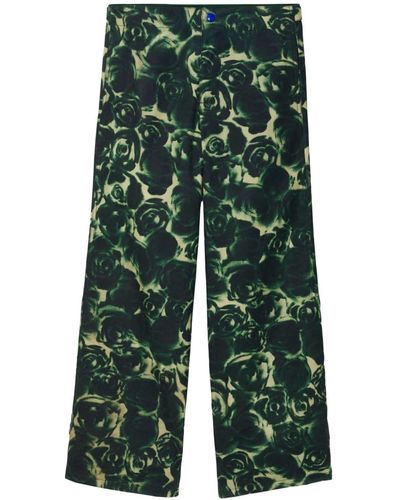 Burberry Beschichtete Hose mit Rosen-Print - Grün