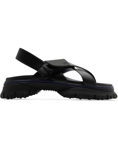 Burberry Crossover-straps Leather Sandals - Black