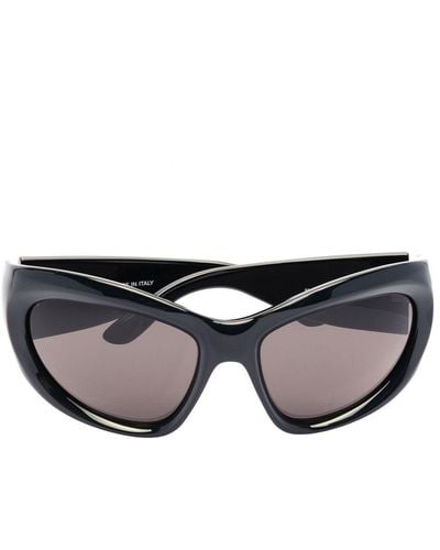 Balenciaga Gafas de sol Wrap con montura en D - Negro