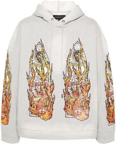 Who Decides War Flame Glass Zip-up Hoodie - White