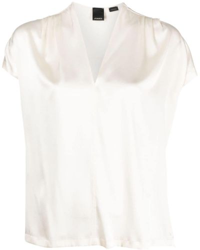 Pinko V-neck Silk Blouse - White