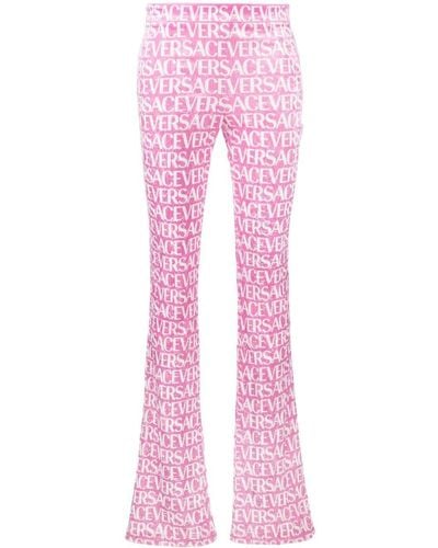 Versace Logo-print Flared Trousers - Pink