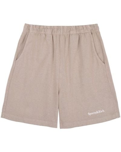 Sporty & Rich Logo-embroidered Shorts - Natural
