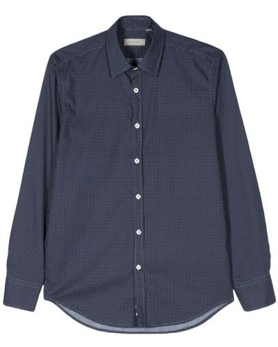 Canali Micro-dot Cotton Shirt - Blue