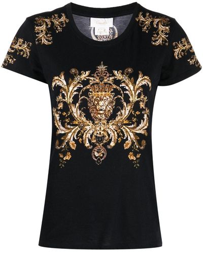 Camilla T-shirt Met Logoprint - Zwart
