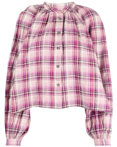 Isabel Marant Blandine Checked Cotton-blend Shirt - Roze