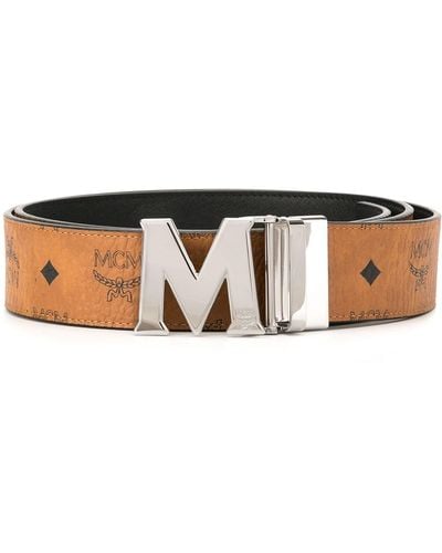 MCM Ceinture à boucle logo - Marron