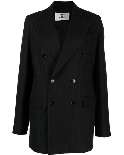 Barena Pinstripe-pattern Double-breasted Blazer - Black