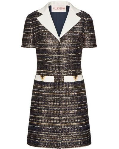 Valentino Garavani Vgold Tweed Mini-jurk - Zwart