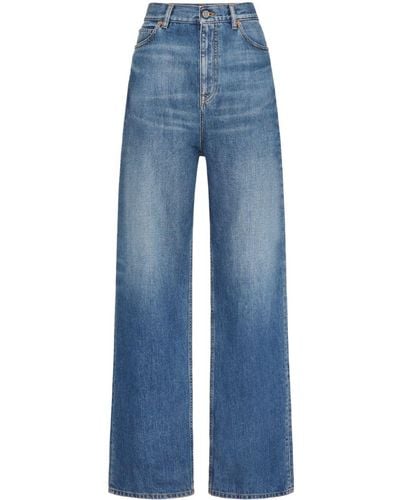 Valentino Garavani Wide-leg Cotton Jeans - Blue