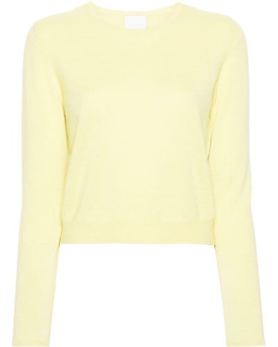 Allude Round-neck Cropped Cashmere Sweater - Yellow