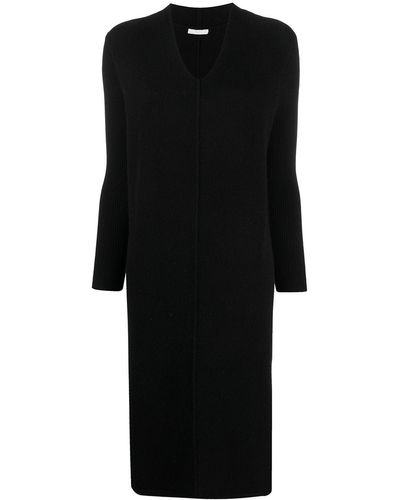 12 STOREEZ V-neck Knitted Dress - Black