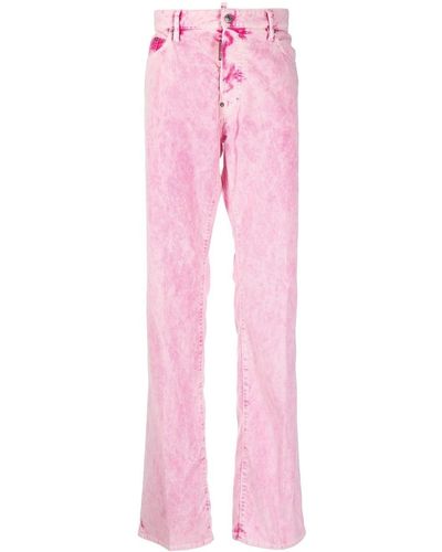 DSquared² Tie-dye Print Straight Trousers - Pink