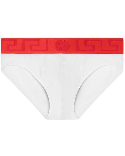 Versace Greca Border Logo-waistband Briefs - Red