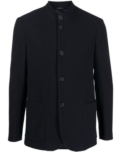 Giorgio Armani Button-up Wool Blend Shirt Jacket - Blue