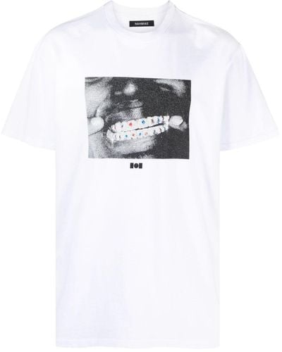 NAHMIAS T-shirt en coton à imprimé graphique - Blanc
