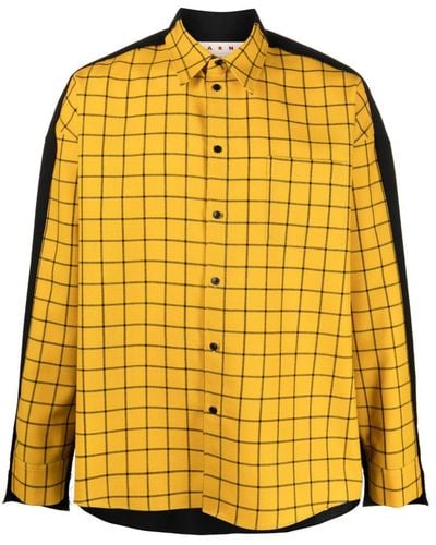 Marni Camisa con motivo de cuadrícula - Amarillo