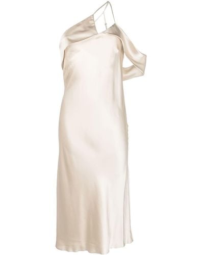 Michelle Mason Bias-cut Silk Midi Dress - Natural