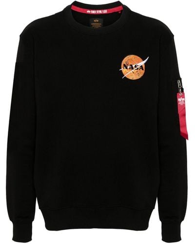 Alpha Industries Katoenen Sweater Met Geborduurd Logo - Zwart
