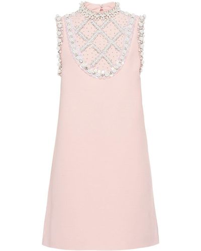 Miu Miu Pearl-embellished Mini Dress - Pink