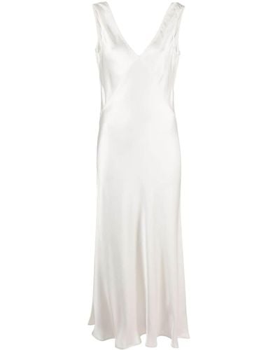 Asceno Bordeaux Silk Slip Dress - White