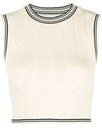 Sandro Knitted Cropped Tank Top - Natural